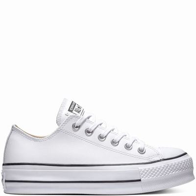 Converse Chuck Taylor All Star Platform Clean Leather Low-Top - Miesten Tennarit - Valkoinen/Mustat